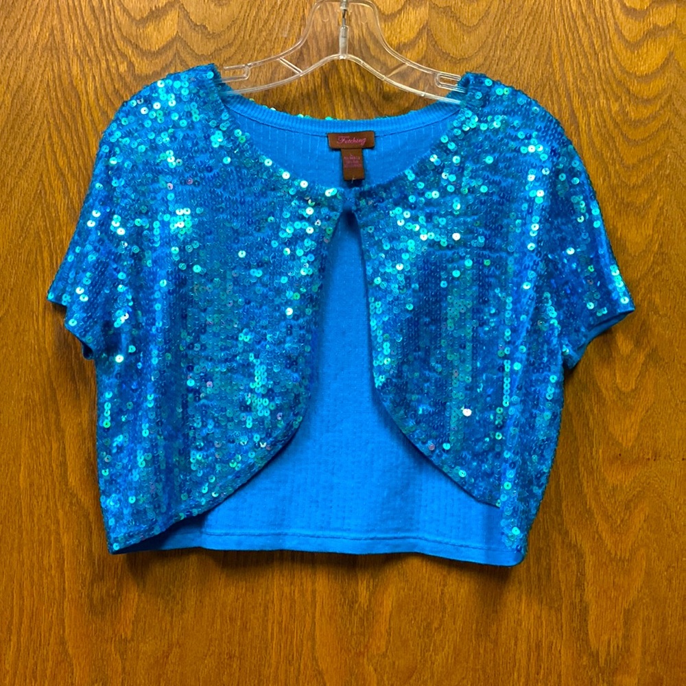 Fetching silk cotton blend sequin crop top cardigan y2k vintage